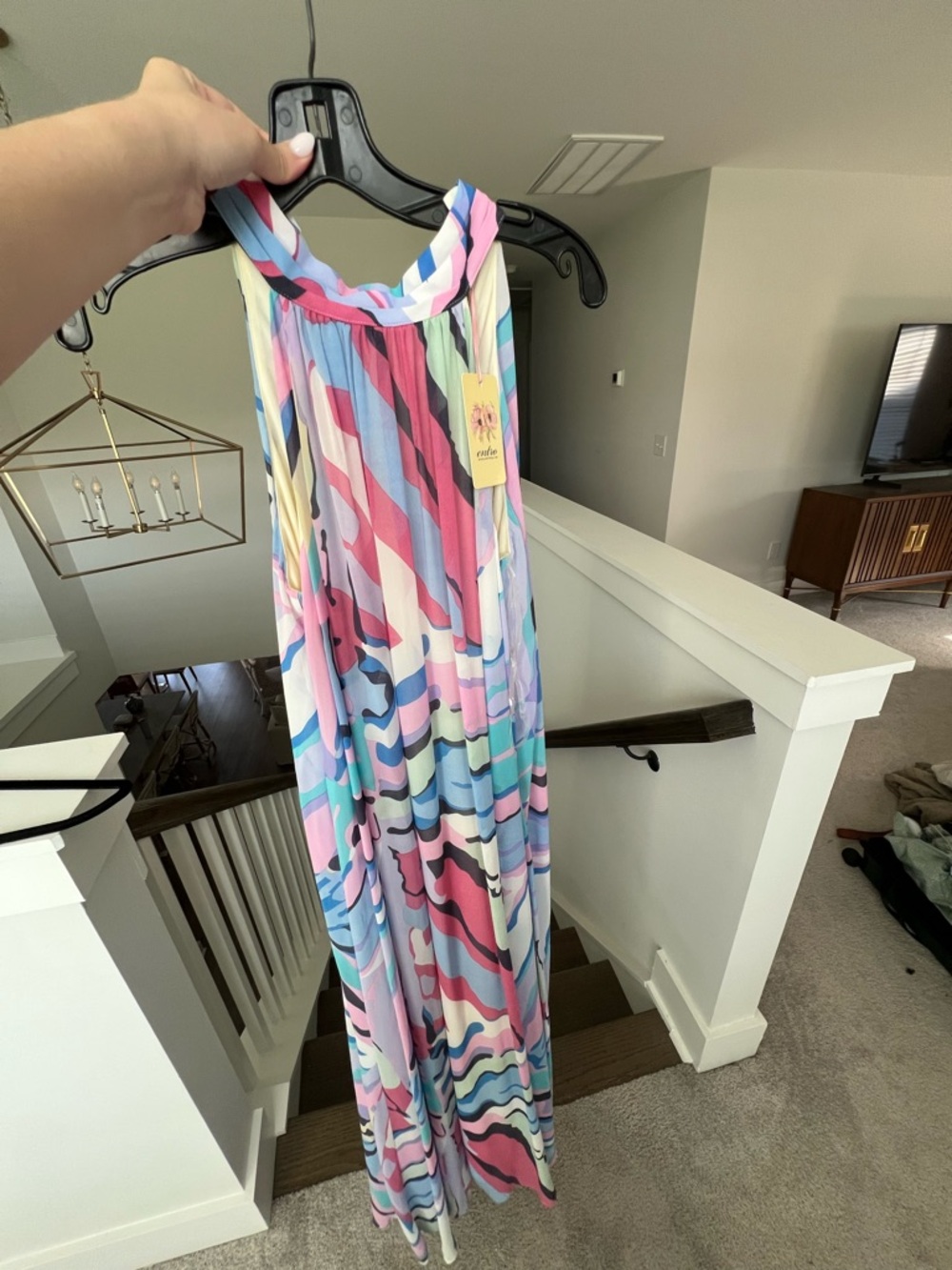 entro Multi-Color Abstract Print Maxi Dress